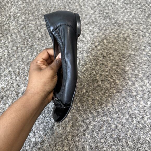 AGL Attilio Giusti Leombruni Leather Black Ballet Shoe Flats 36.5 US 6.5 Cap Toe - Picture 3 of 9